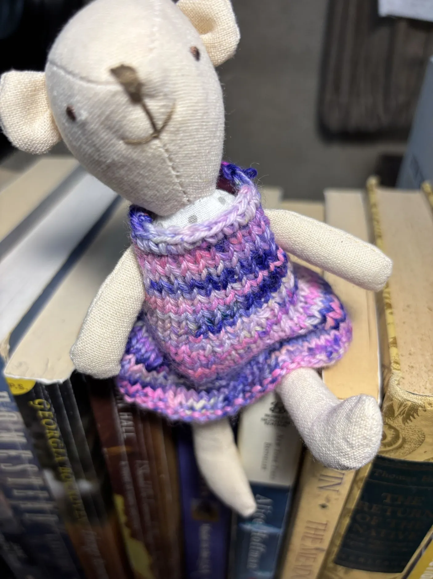 Bookshelf Mouse — Berry Stripe Dress